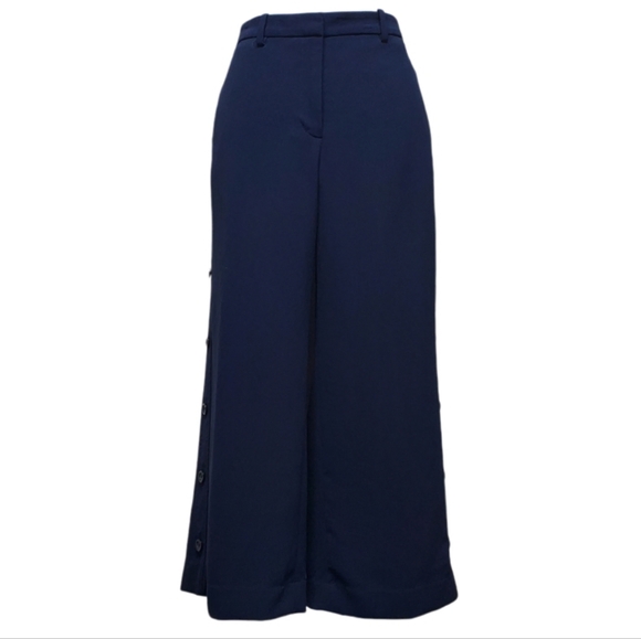 White House Black Market Pants - WHBM Navy Crop Wide-Leg Pants wButton Detail, Size 6R